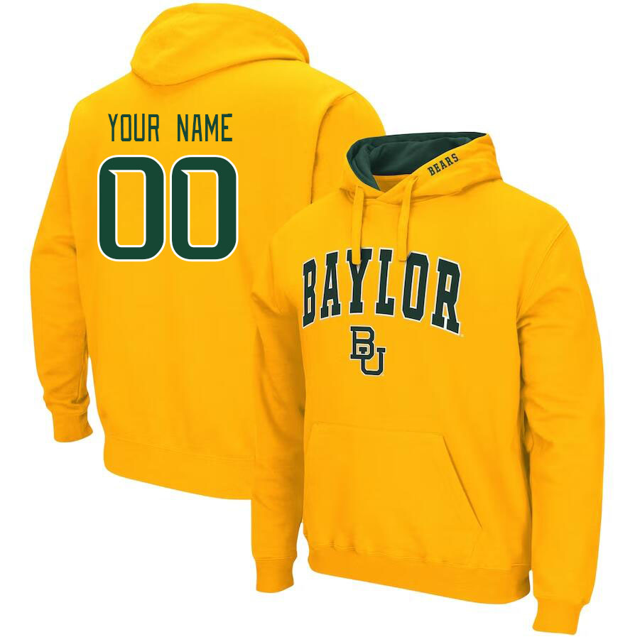 Custom Baylor Bears Name And Number College Hoodie-Gold